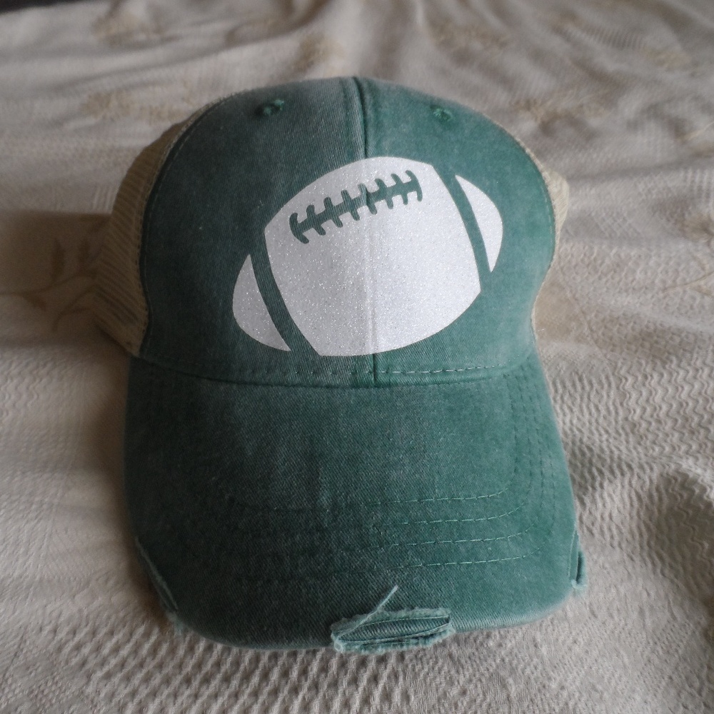 Distressed football trucker hat